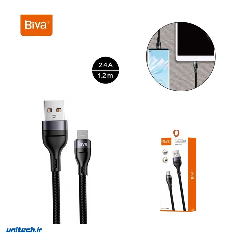 کابل میکرو یو اس بی 2.4 آمپر بیوا C08V طول 1.2 متر2